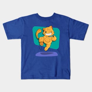 Jumping Golden Brown Cat Kids T-Shirt